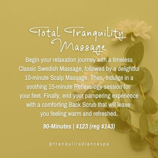 April massage spa specials at Tranquil Radiance Spa in Palm Beach Gardens, Florida.