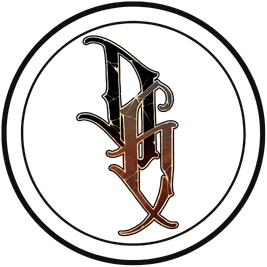 Daniel Gilbert Tattoo Artist logo featuring stylized DG initials in copper on a black circular background.