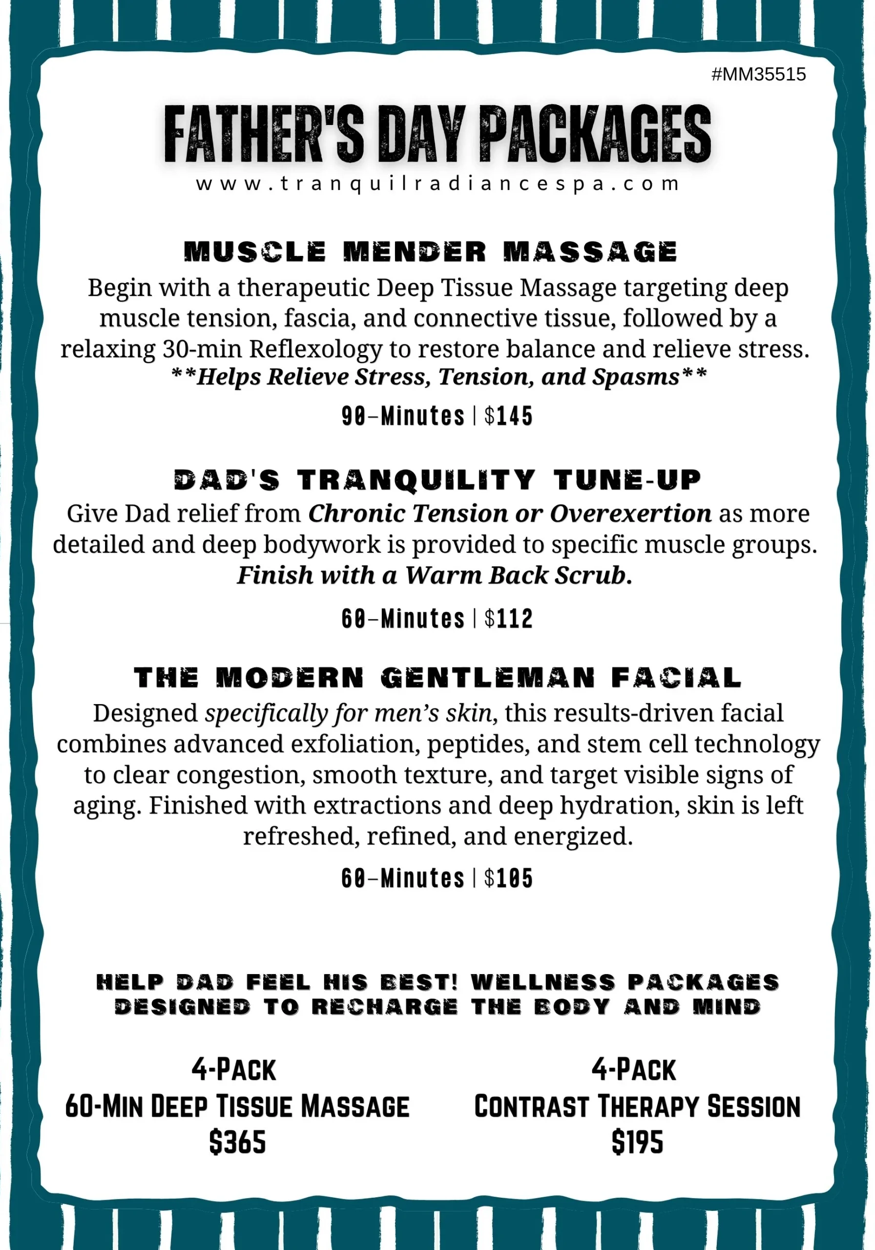 2026 Father's Day Spa Packages at Tranquil Radiance Spa, Palm Beach Gardens, Florida